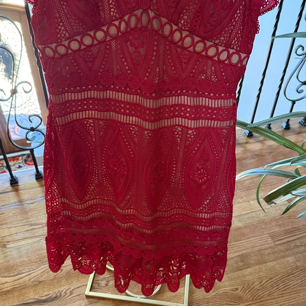 Michael Kors Vibrant Red Lace Dress - Picture 3 of 5